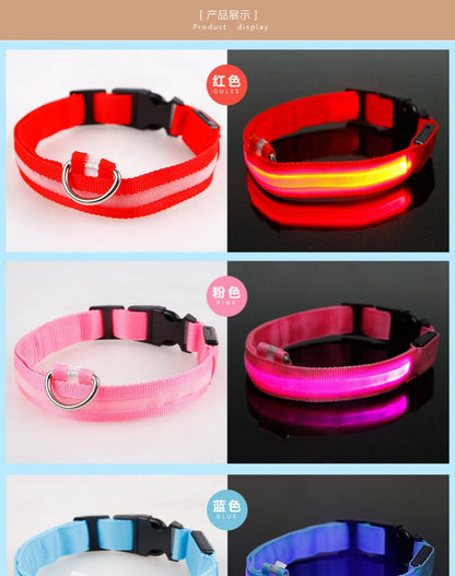 LED Luminous Dog Collar – Adjustable Glow Safety Collar for Night Walks