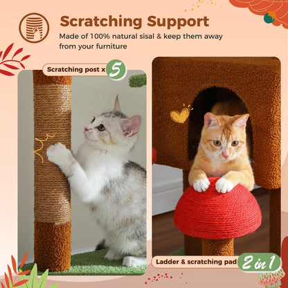 Floor-to-Ceiling Cat Tree Tower with Condo & Hammock