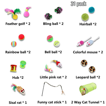 Cat Toy Variety Pack – Interactive Balls, Teasers & Sisal Mouse Set