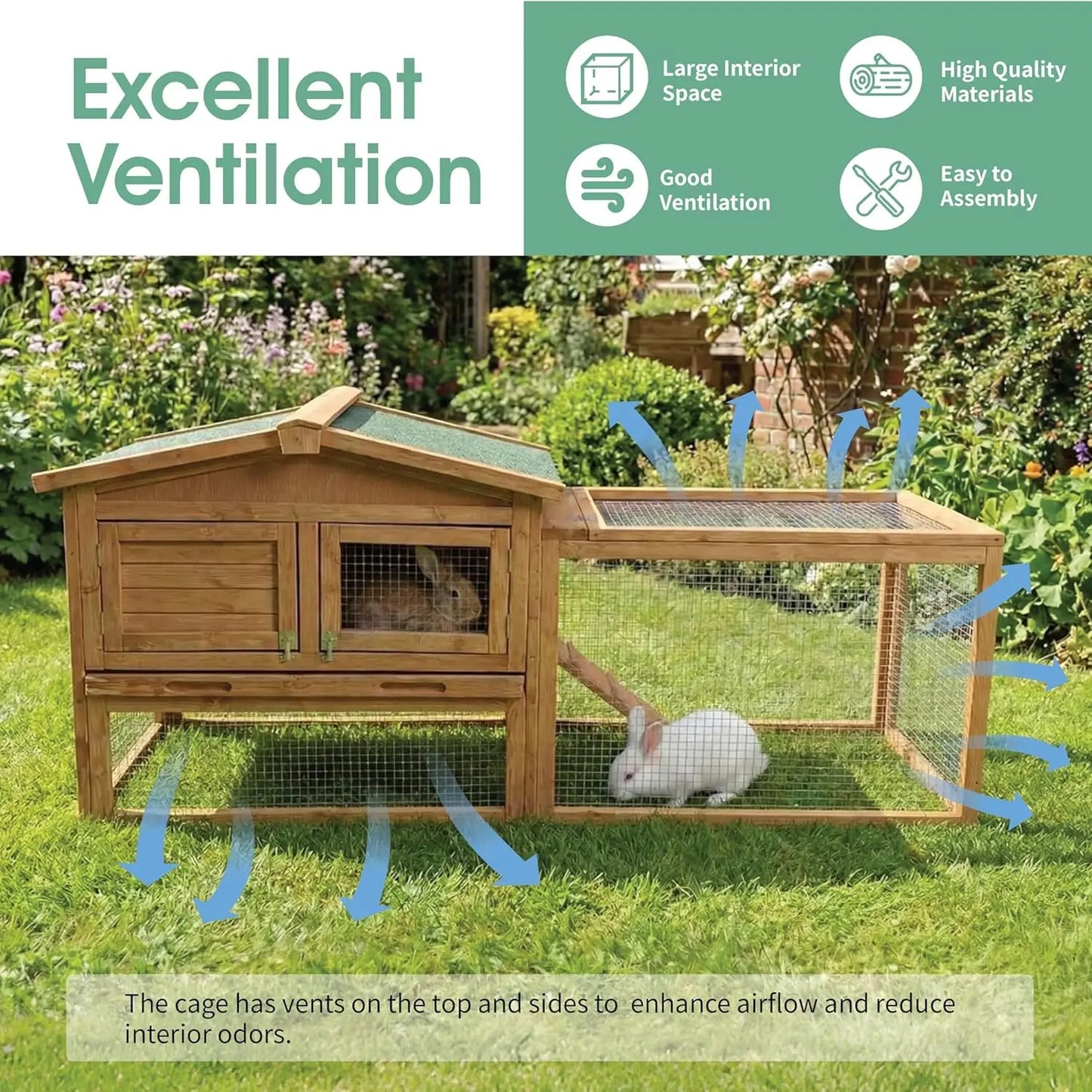 2-Story Wooden Rabbit & Small Animal Hutch