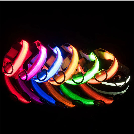 USB Rechargeable LED Dog Collar with Detachable Pendant – Luminous Safety Collar for Dogs & Cats