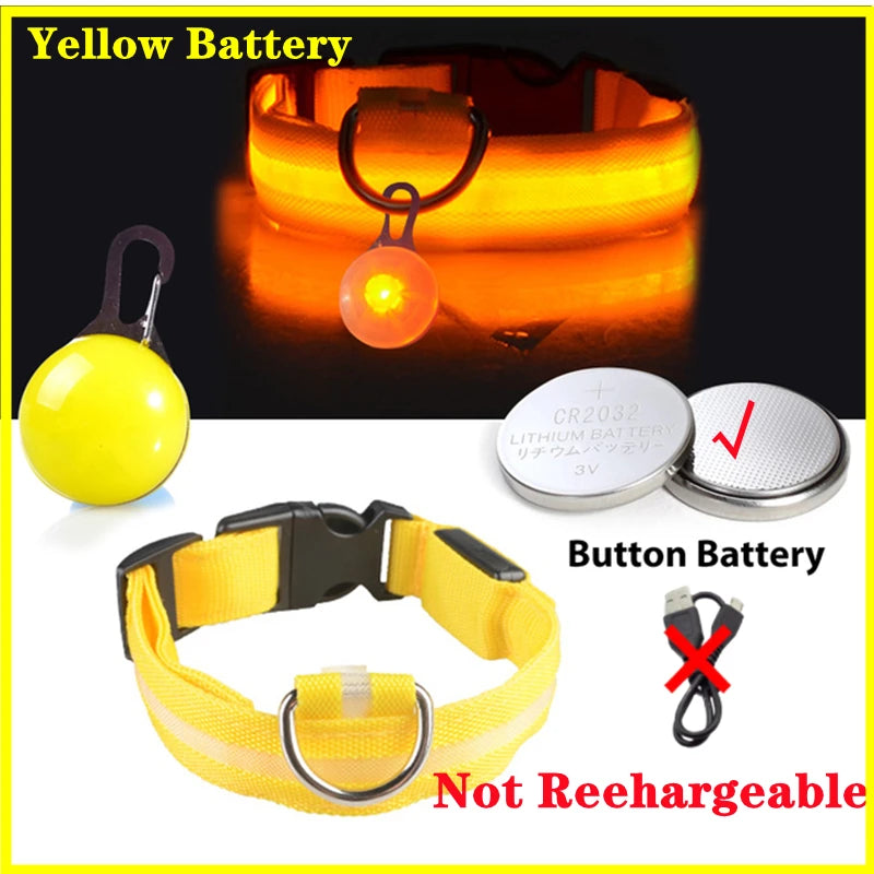USB Rechargeable LED Dog Collar with Detachable Pendant – Luminous Safety Collar for Dogs & Cats