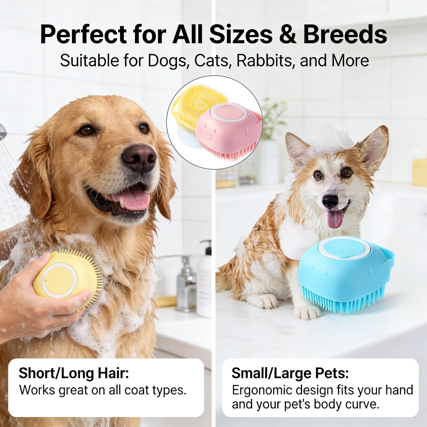 2-in-1 Pet Bath & Massage Brush
