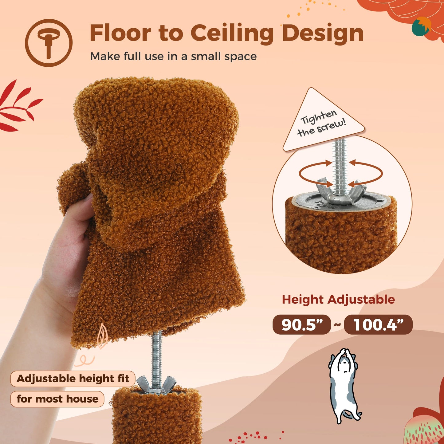 Floor-to-Ceiling Cat Tree Tower with Condo & Hammock