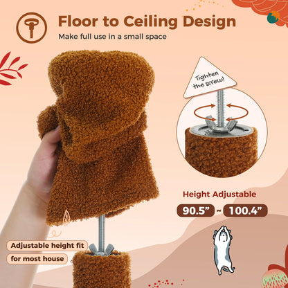 Floor-to-Ceiling Cat Tree Tower with Condo & Hammock
