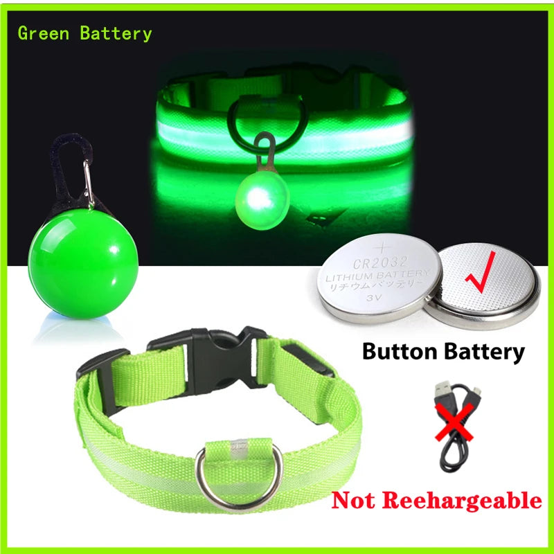 USB Rechargeable LED Dog Collar with Detachable Pendant – Luminous Safety Collar for Dogs & Cats