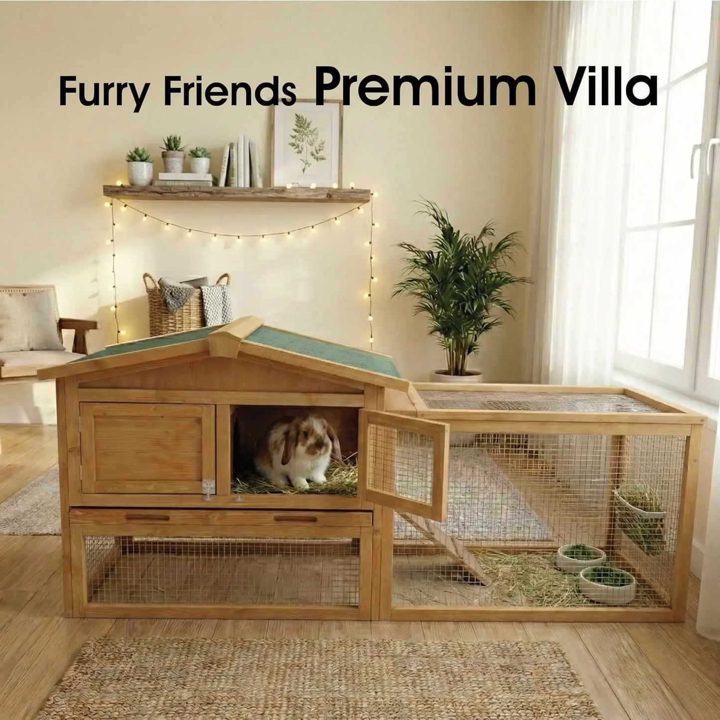 2-Story Wooden Rabbit & Small Animal Hutch