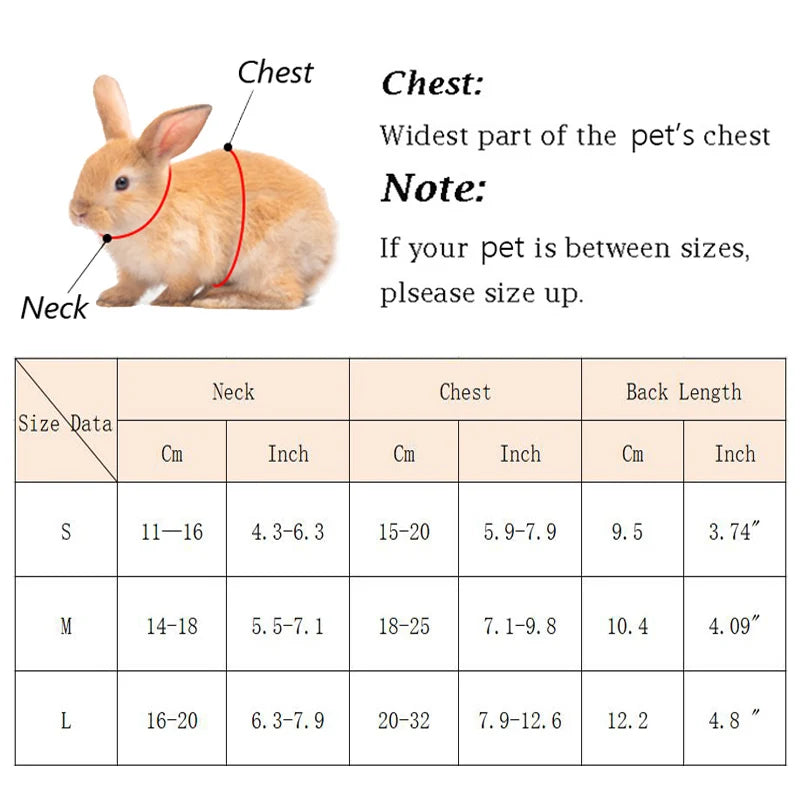 Rabbit Harness & Leash Set – Adjustable Walking Vest for Bunnies