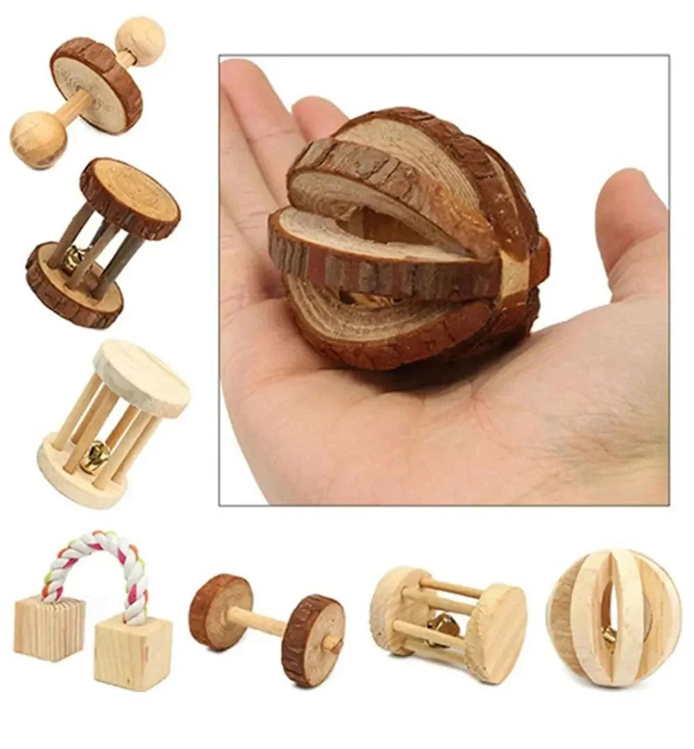Wooden Rabbit Chew Toys – Natural Dental Roller Set