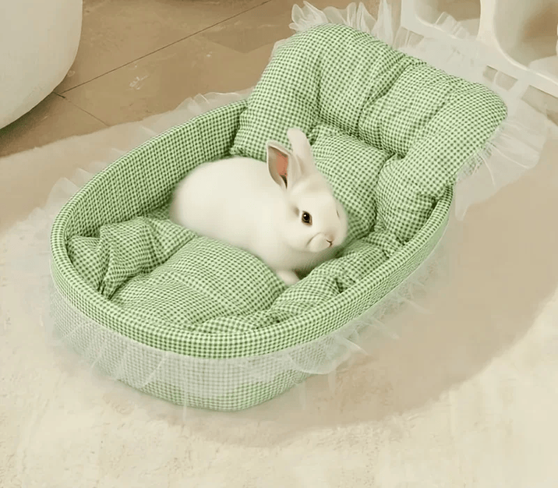 Fluffy Bunny Princess Bed – Soft Plush Lace Rabbit Nest