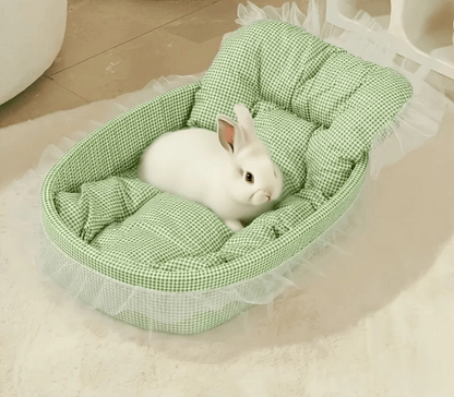 Fluffy Bunny Princess Bed – Soft Plush Lace Rabbit Nest