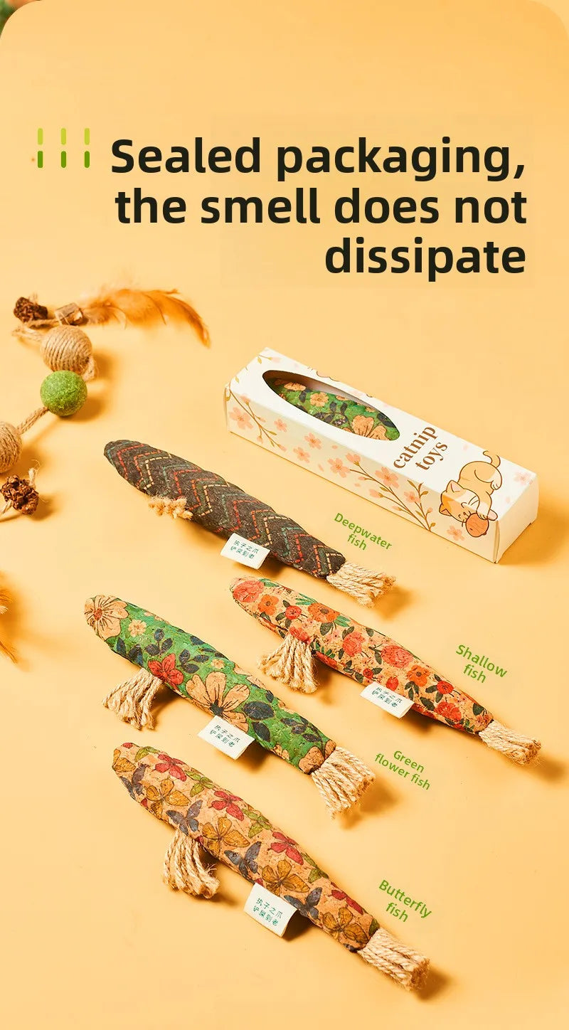 Natural Matatabi Catnip Fish Toy – Interactive Chew & Teething Toy for Cats & Kittens