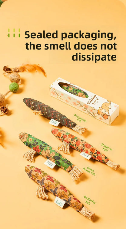Natural Matatabi Catnip Fish Toy – Interactive Chew & Teething Toy for Cats & Kittens