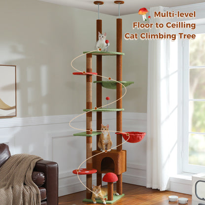 Floor-to-Ceiling Cat Tree Tower with Condo & Hammock