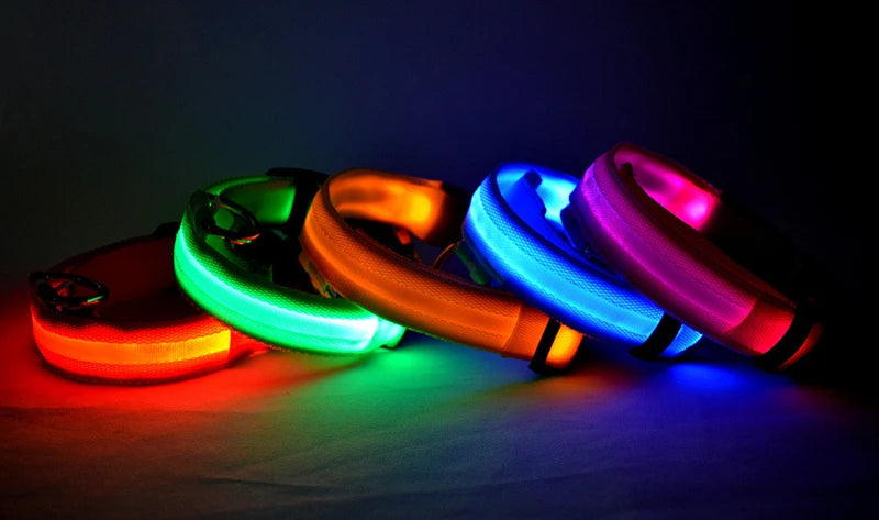 USB Rechargeable LED Dog Collar with Detachable Pendant – Luminous Safety Collar for Dogs & Cats