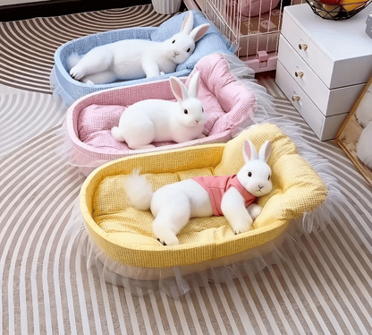 Fluffy Bunny Princess Bed – Soft Plush Lace Rabbit Nest