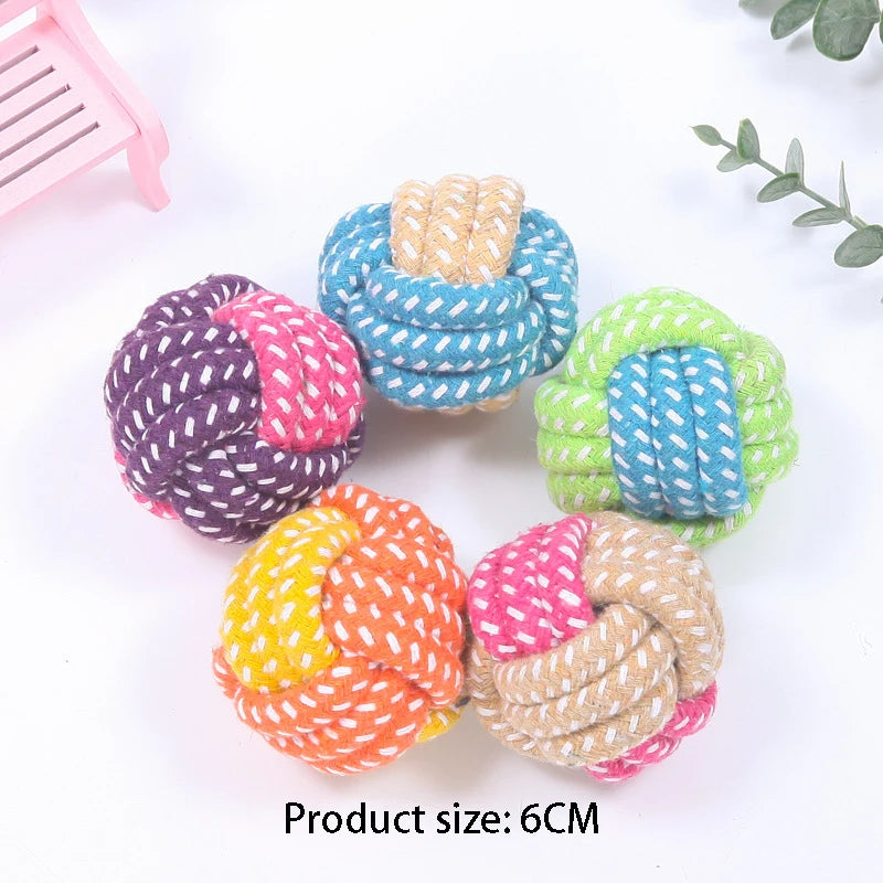 Cotton Rope Dog Chew Ball – Interactive Teeth Cleaning Toy for Small & Large Dogs