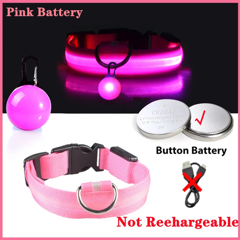 USB Rechargeable LED Dog Collar with Detachable Pendant – Luminous Safety Collar for Dogs & Cats