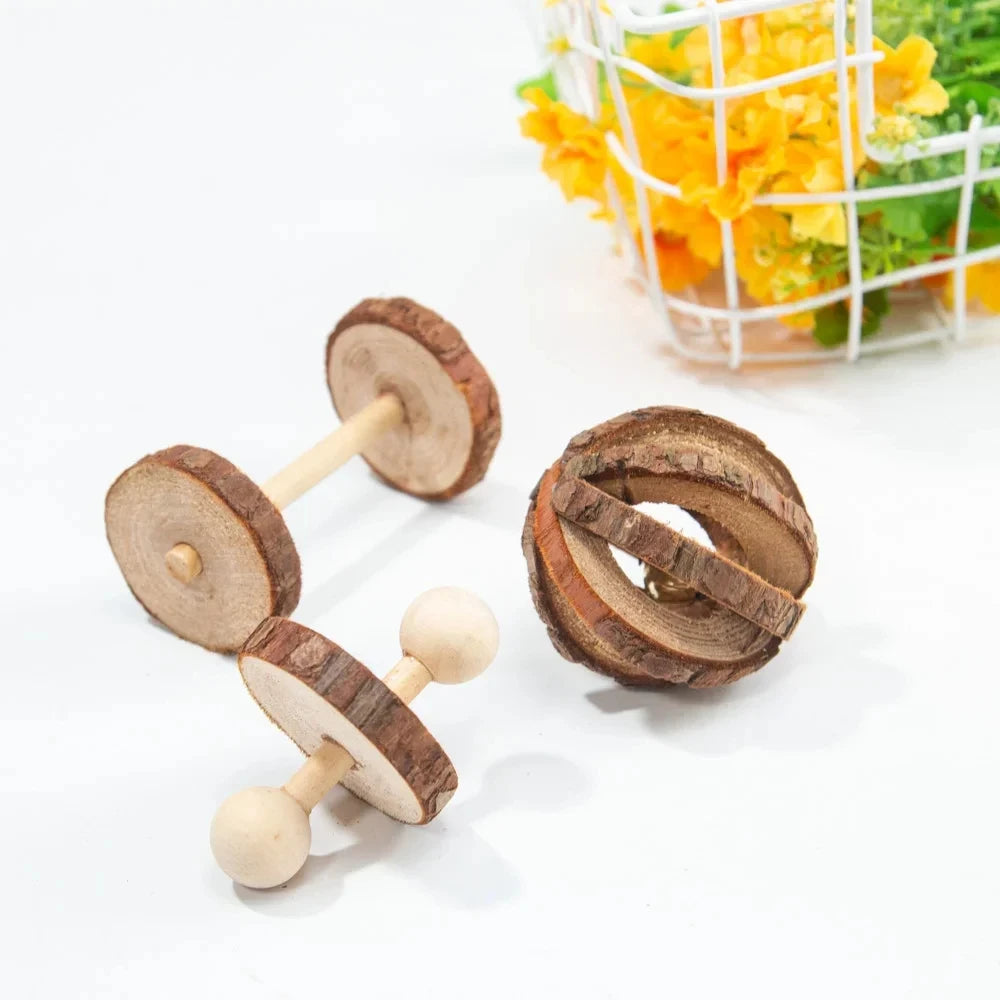 Wooden Rabbit Chew Toys – Natural Dental Roller Set