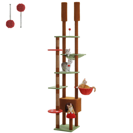 Floor-to-Ceiling Cat Tree Tower with Condo & Hammock
