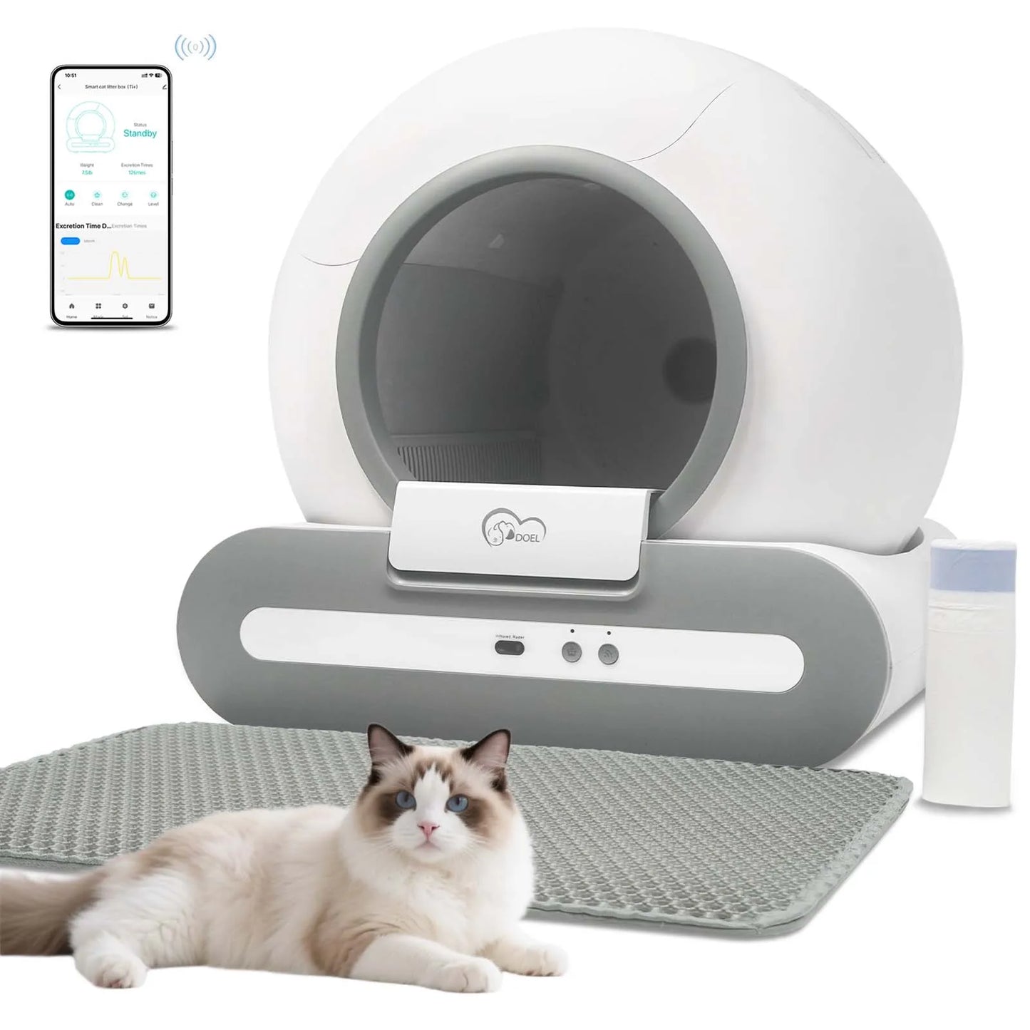 Smart Self-Cleaning Cat Litter Box with App Control