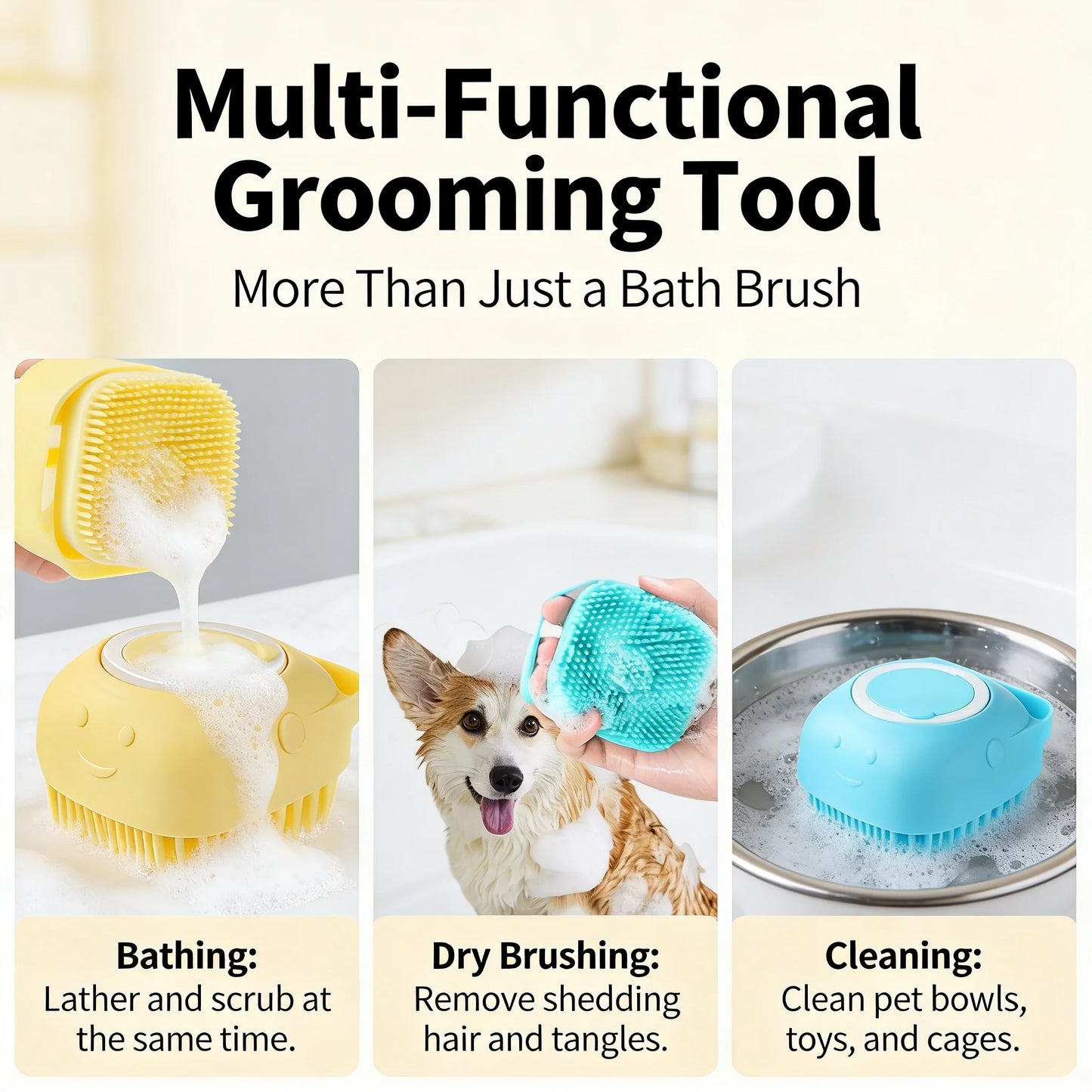 2-in-1 Pet Bath & Massage Brush